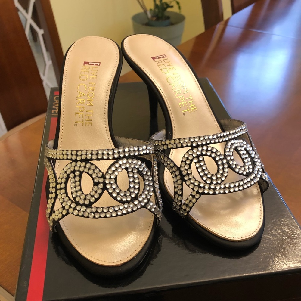 🆕 Black satin bling dress shoe size 8